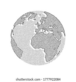 Planeta Tierra globo plano ilustración de vector dibujada a mano
