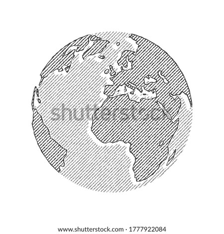 Planet earth globe hand drawn vector illustration