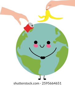 Planet Earth Globe Happy Vector 