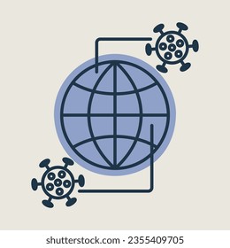 Planet Earth globe with icon of coronavirus 2019-nCov. The spread of a virus outbreak in the world. COVID 19 outbreak and world pandemic risk concept.