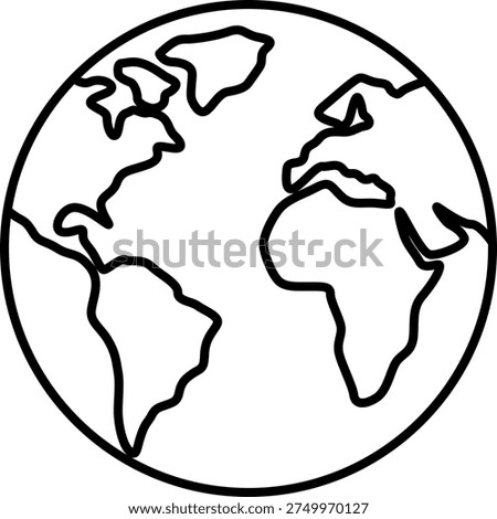 Planet Earth Globe Icon for Geography and Global Travel
