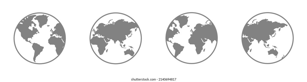 Planet Earth. Earth. Globe icons. Earth hemispheres with continents. Vector illustration