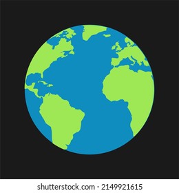 Planet Earth globe illustration in green. 
