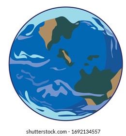 Planet earth or globe isolated on a white background for design as a concept of nature and eco. Flat vector stock illustration isolated on white background for design.