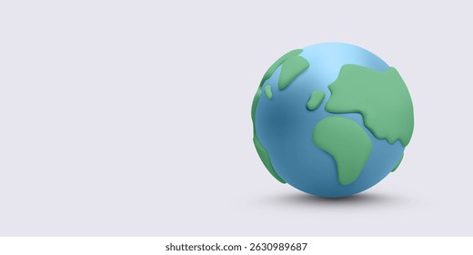 Planeta Terra Globo Com Estilo 3D Minimalista Simbolizando O Mundo, A Natureza E A Unidade Global. Ilustração de vetor