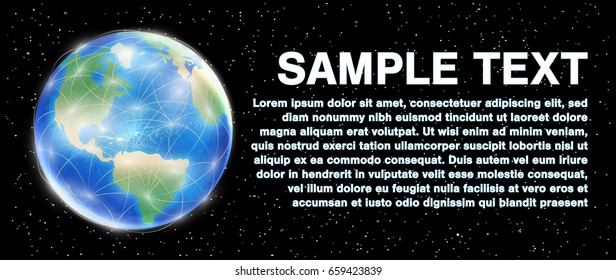 planet earth globe on a space background.