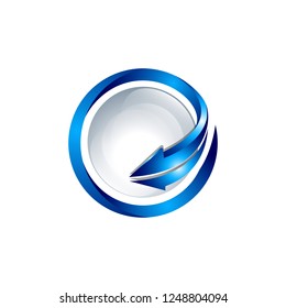 Planet Earth globe simple silhouette icon with big arrow around. Worldwide concept
