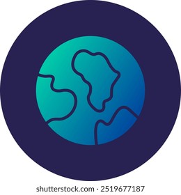 Planet Earth Glyph Circle Gradient Icon