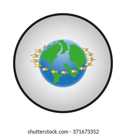 planet earth with gold stars, vector illustration