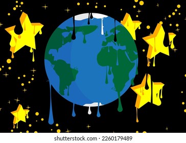 Planet Earth Graffiti. Abstract modern street art decoration illustration performed in urban painting style.