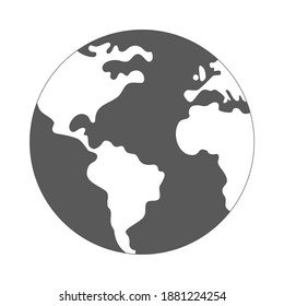 El planeta Tierra es gris-blanco, insignia. Ilustración del vector