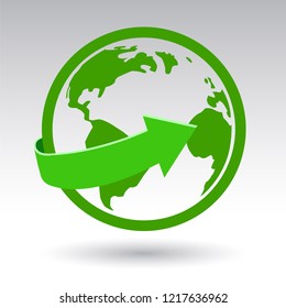planet earth green, arrow 