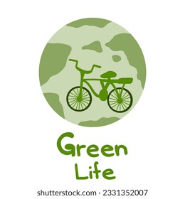 Planet Earth with green bicycle