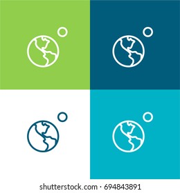 Planet earth green and blue material color minimal icon or logo design