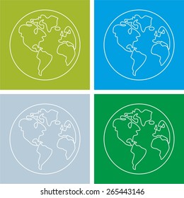 Planet Earth green and blue vector sign isolated on white background