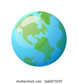 Planet Earth. Green continents. Blue oceans. vector