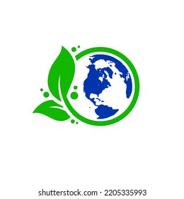 Diseño del logotipo de hoja verde Planet Earth