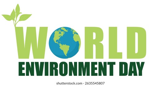 Planet Earth with green sprout and leaves. Eco-friendly concept for Earth Day, World Environment Day, and nature conservation. Greener planet and sustainability symbol. Vector illustration.
