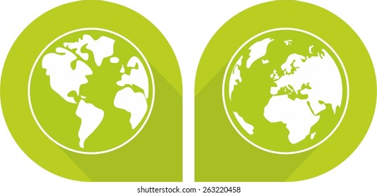 Planet Earth green vector sign isolated on white background