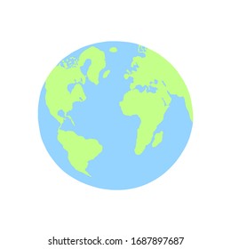 planet Earth hand drawing in flat trendy style, vector illustration