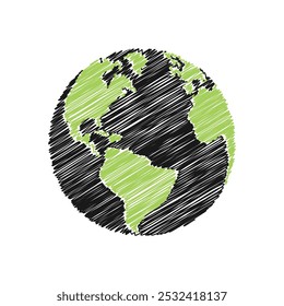 Planet earth hand drawing vector design