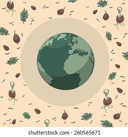 Planet Earth hand drawn background illustration. Ukraine