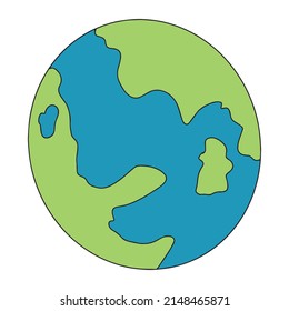 Planet  earth hand drawn doodle style flat vector illustration