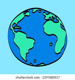 Planet earth hand writing cartoon