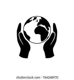 Planet Earth in hands, save the planet, ecology, climate vector icon