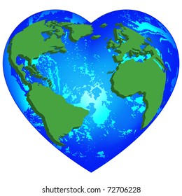 Planet Earth in Heart Shape.Vector