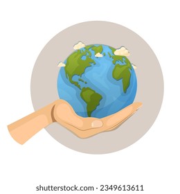 The planet Earth is held in the hand