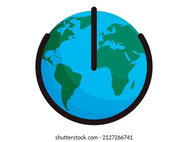 Planet earth with earth hour shutdown icon.
