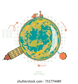 planet Earth. house, motorcycle and tree. cycle. It can be used for backgrounds, websites, brochures, postcards, etc.