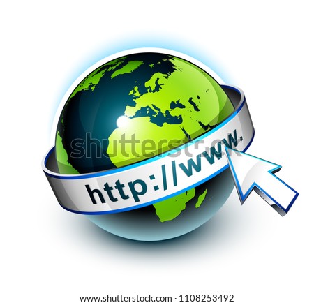 Planet earth with http banner around