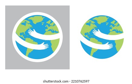 Planeta Tierra con un abrazo, vector, icono.