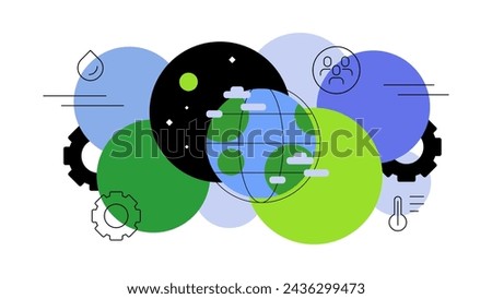 Planet Earth and humankind. Bubble chart, infographic element, flat illustration. Vector file.