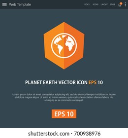 Planet Earth icon design on modern flat background