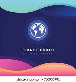 Planet Earth icon design on modern flat background