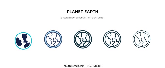 planet earth icon in different style vector illustration. two colored and black planet earth vector icons designed in filled, outline, line and stroke style can be used for web, mobile, ui
