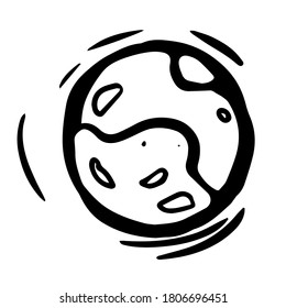 Planet earth icon. Doodle style. Isolated vector illustration.