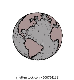 Planet earth icon. Drawing vector