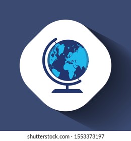 Planet Earth icon. Flat planet Earth icon. Flat design vector illustration