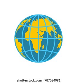 Planet earth icon. Flat illustration of planet earth vector icon isolated on white background