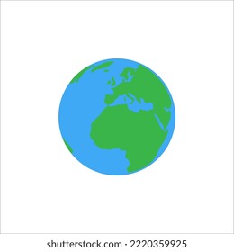icono del planeta Tierra. Estilo de diseño plano de globo sobre fondo blanco, ilustración vectorial