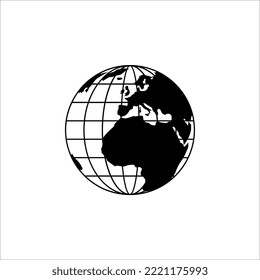 icono del planeta Tierra. Estilo de diseño plano de globo sobre fondo blanco, ilustración vectorial