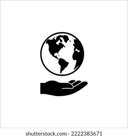 Planet Erde Symbol. Globe-Flachdesign-Stil auf weißem Hintergrund, Vektorgrafik