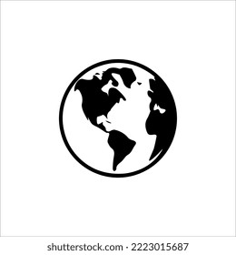 icono del planeta Tierra. Estilo de diseño plano de globo sobre fondo blanco, ilustración vectorial