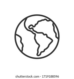 Planet Earth Icon. Globe. Thin Line Design. Vector Illustration.