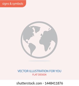 The planet earth icon. Globe icon. The world icon. A symbol of a globe.