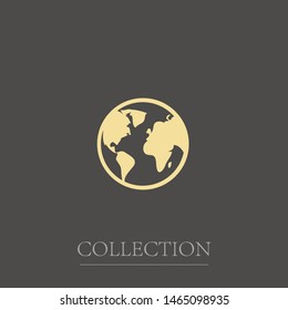 The planet earth icon. Globe icon. The world icon. A symbol of a globe.